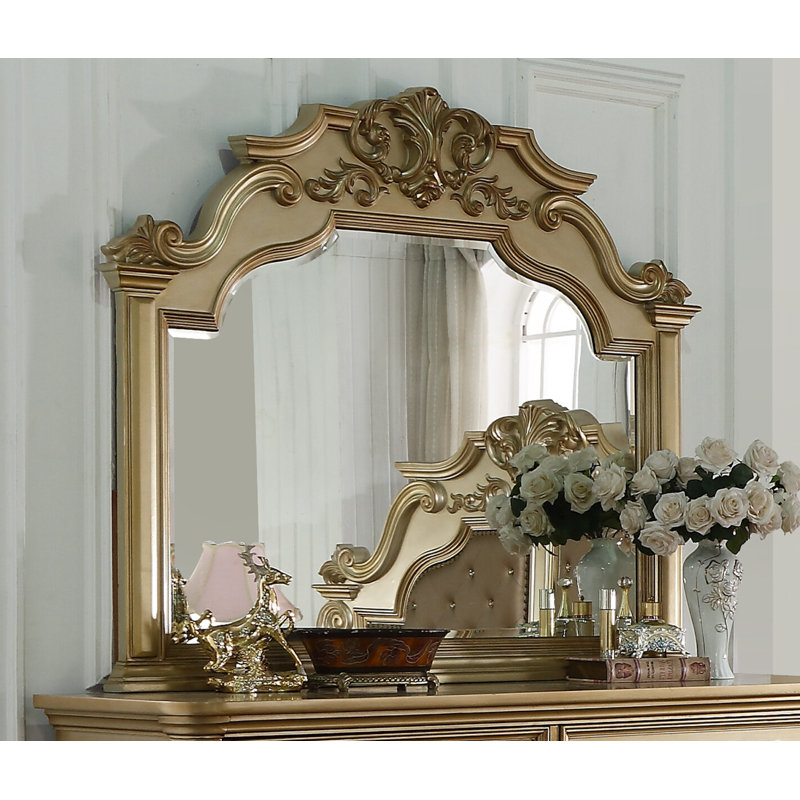 Rosdorf Park Lynann Collection Decorative Carved Dresser Top Mirror in ...